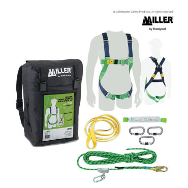 1070030 miller roofer's backpack kit with kernmantle rope and shock pack